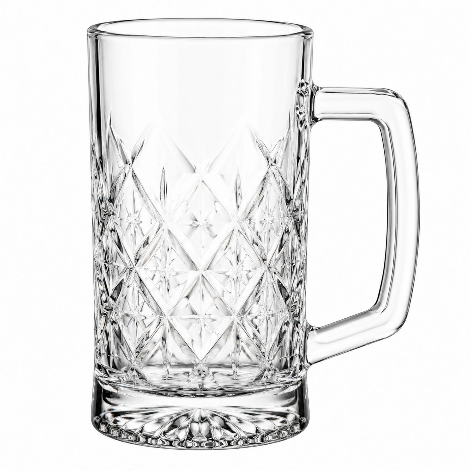 Boccale di Vetro Trasparente con Motivo a Diamante, 500ml-Ryenatural