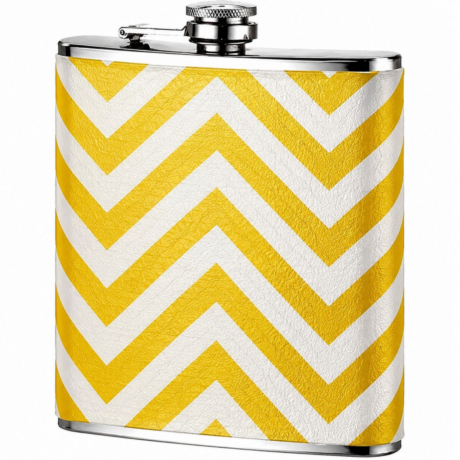 Fiaschetta Tascabile Zig-Zag Giallo e Bianco in Acciaio Inossidabile-Ryenatural