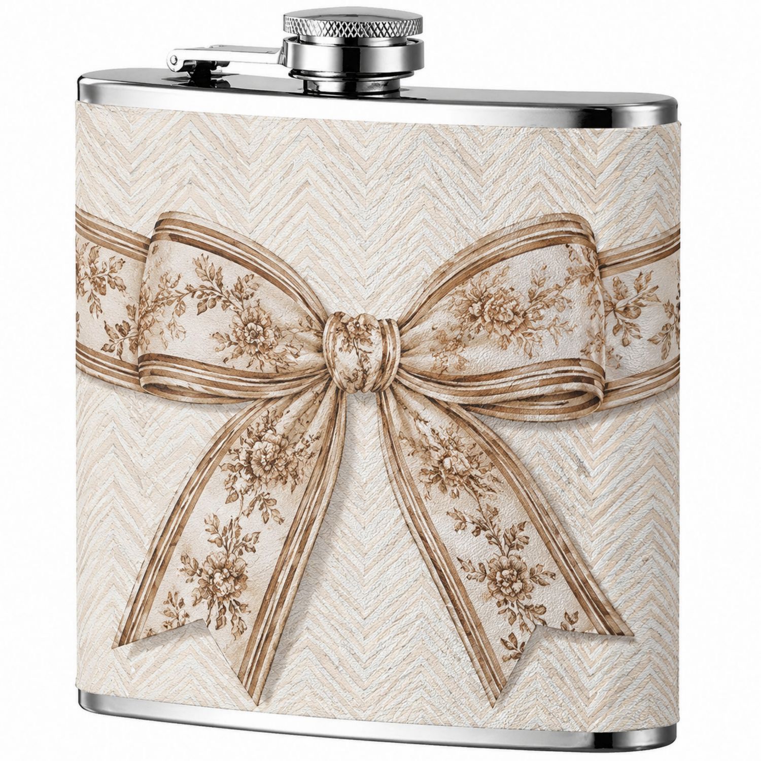 Fiaschetta Elegante con Fiocco Decorativo, 200 ml, Beige/Marrone-Ryenatural