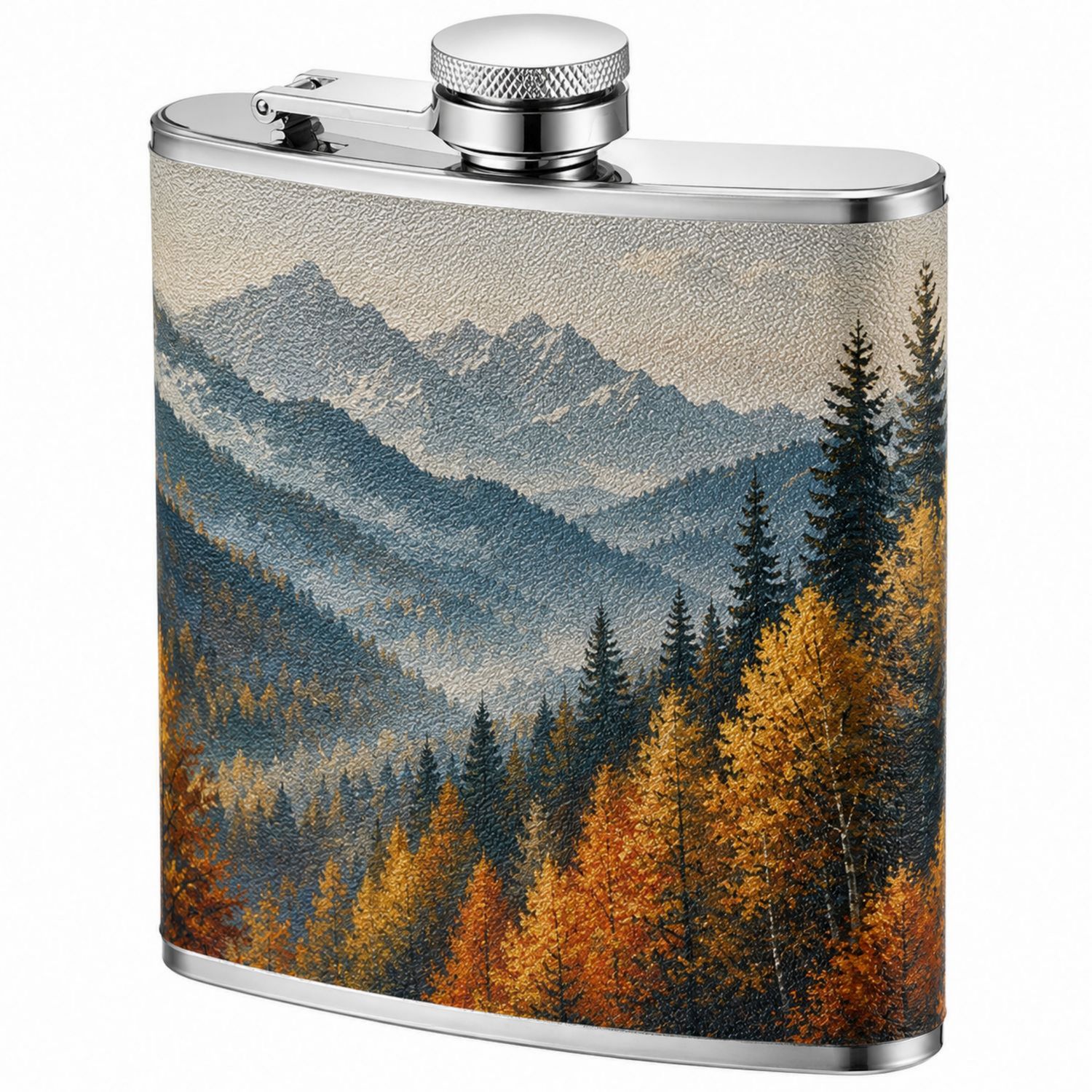 Fiaschetta tascabile in acciaio inox con paesaggio montano 200ml-Ryenatural