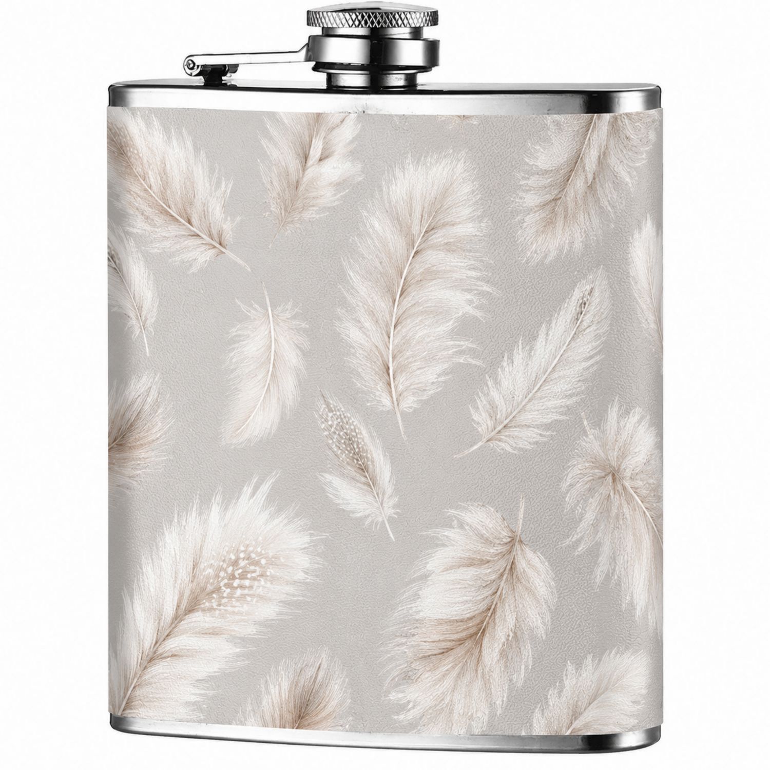 Fiaschetta Decorata con Piume Beige, 230ml-Ryenatural