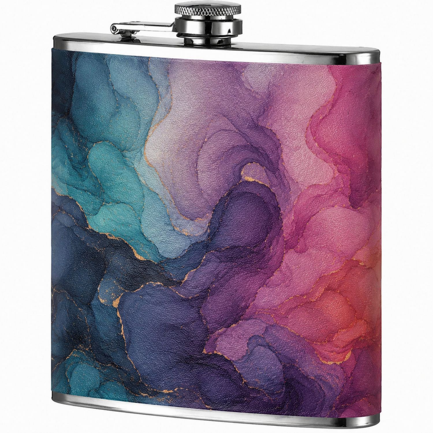 Fiaschetta Artigianale in Acciaio Inossidabile con Design Astratto - 200ml-Ryenatural