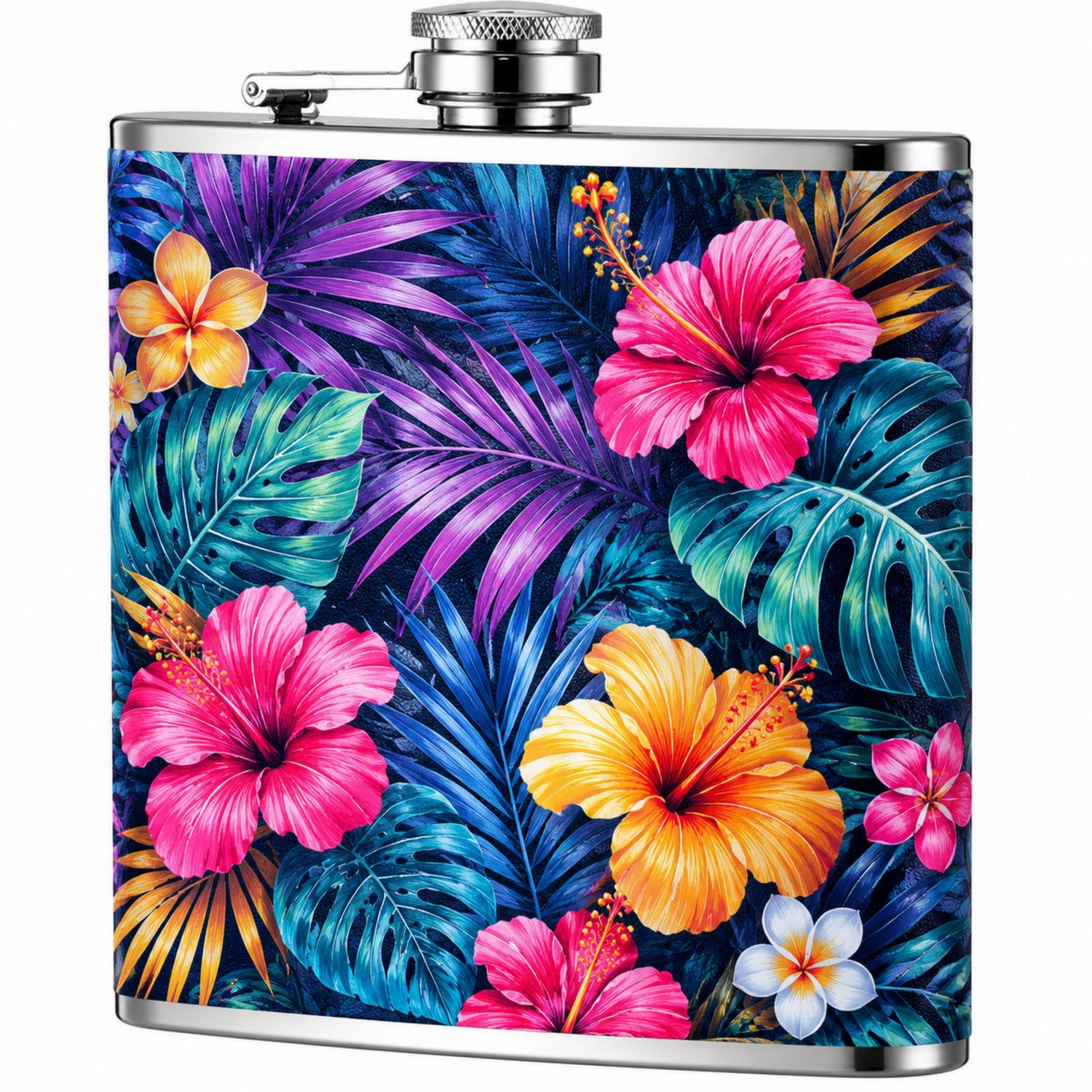 Fiaschetta da 240ml con Design Floreale Tropicale MultiColoree-Ryenatural
