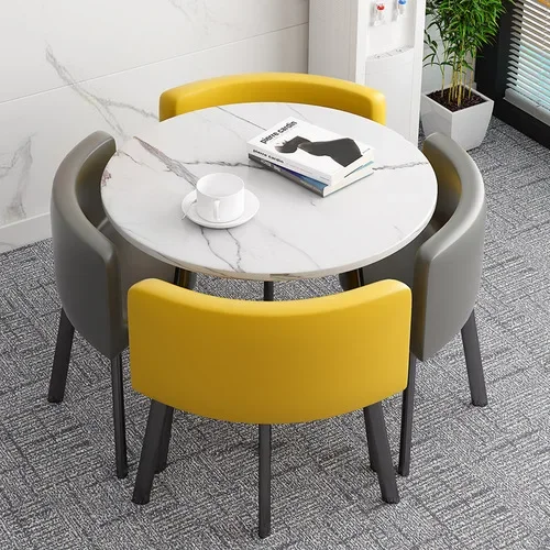 Mesa plegable, mesa de comedor pequeña para el hogar, mesa de negociación de fideos de tienda, combinación de mesa y silla, mesa redonda de recepción
