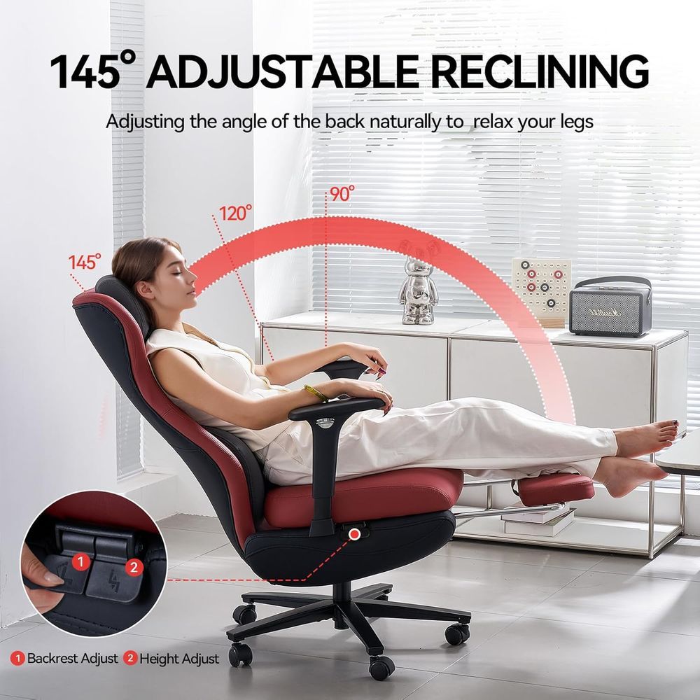 Silla gaming ergonómica de respaldo alto con reposapiés