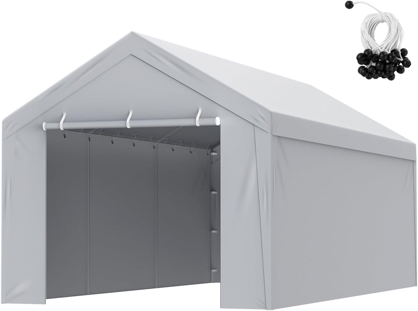 VEVOR - Cubierta de toldo de Repuesto para cochera + Pared Lateral de 10 x 20 pies, Lona de Refugio para Tienda de campaña, Resistente al Agua y protección UV, fácil instalación con Pelotas de Bolas