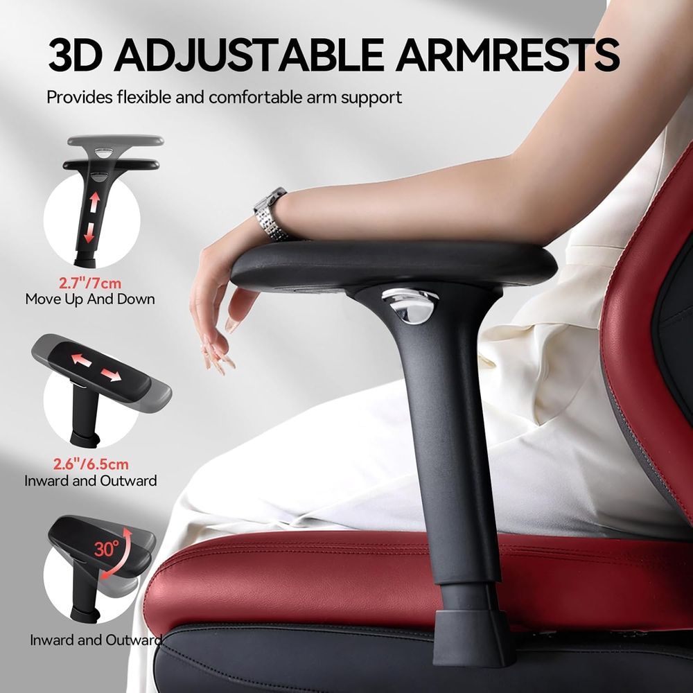 Silla gaming ergonómica de respaldo alto con reposapiés