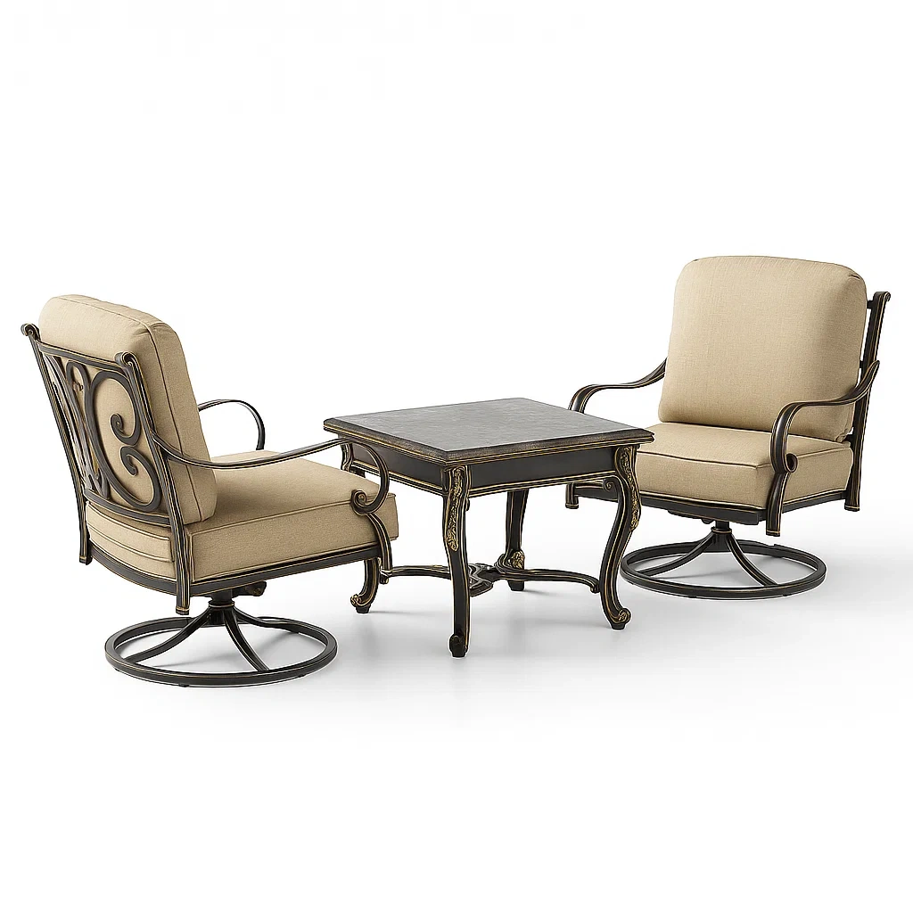 Gartenmöbel-Set aus Aluminium, Polyester in Beige mit Drehstühlen und Tisch-furnialexo