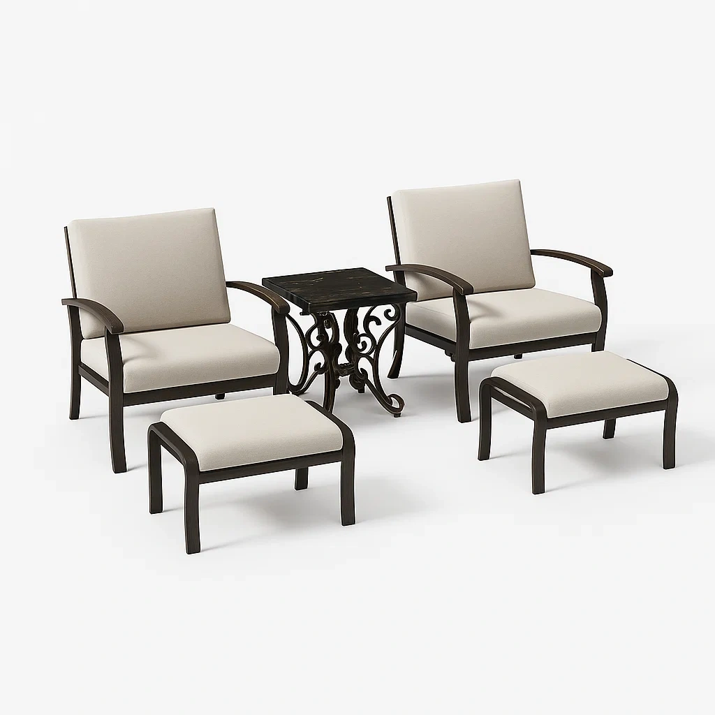5-teiliges Gartenmöbelset Aluminium Stahl Stoff Beige-furnialexo