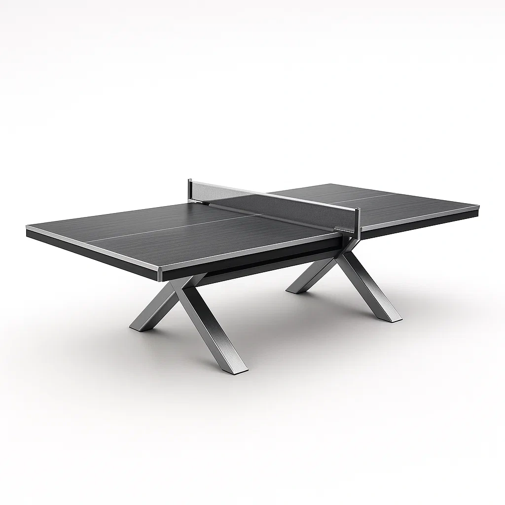 Tischtennisplatte aus MDF mit Aluminiumrahmen, 274x152.5x76 cm, Schwarz-furnialexo