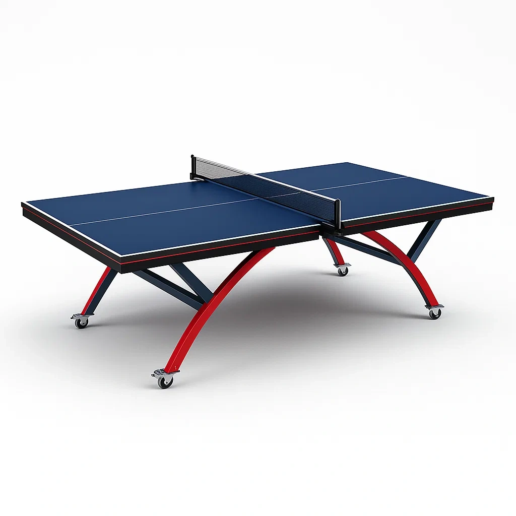 Tischtennistisch Melamin Stahl Blau/Rot-furnialexo