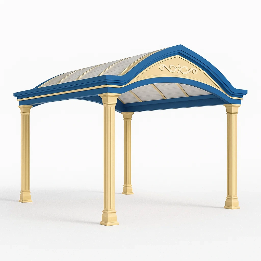 Pavillon Aluminium Polycarbonat Dach Beige/Blau-furnialexo