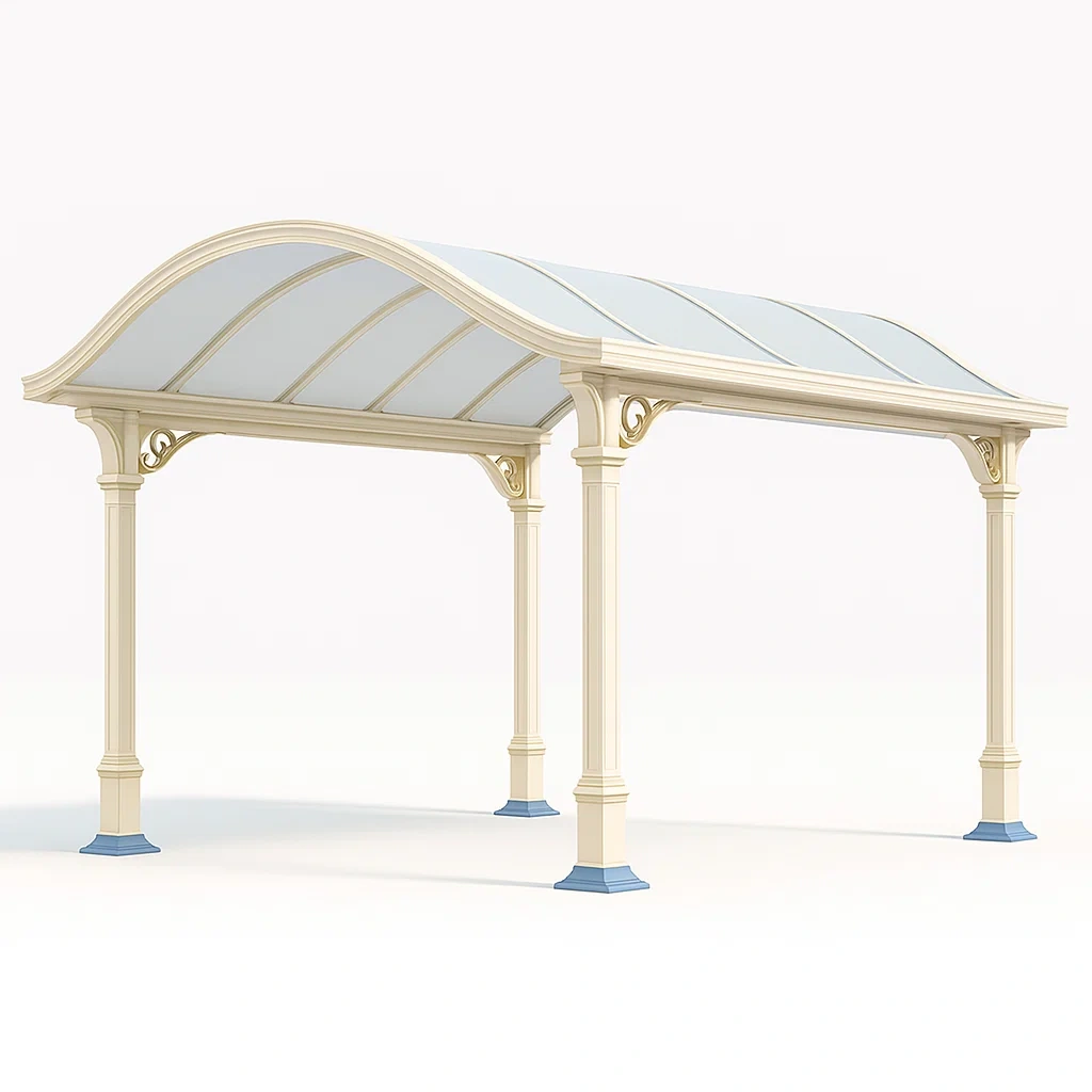 Carport gewölbte Überdachung Aluminium Polycarbonat 500x300x250 cm Beige/Blau-furnialexo