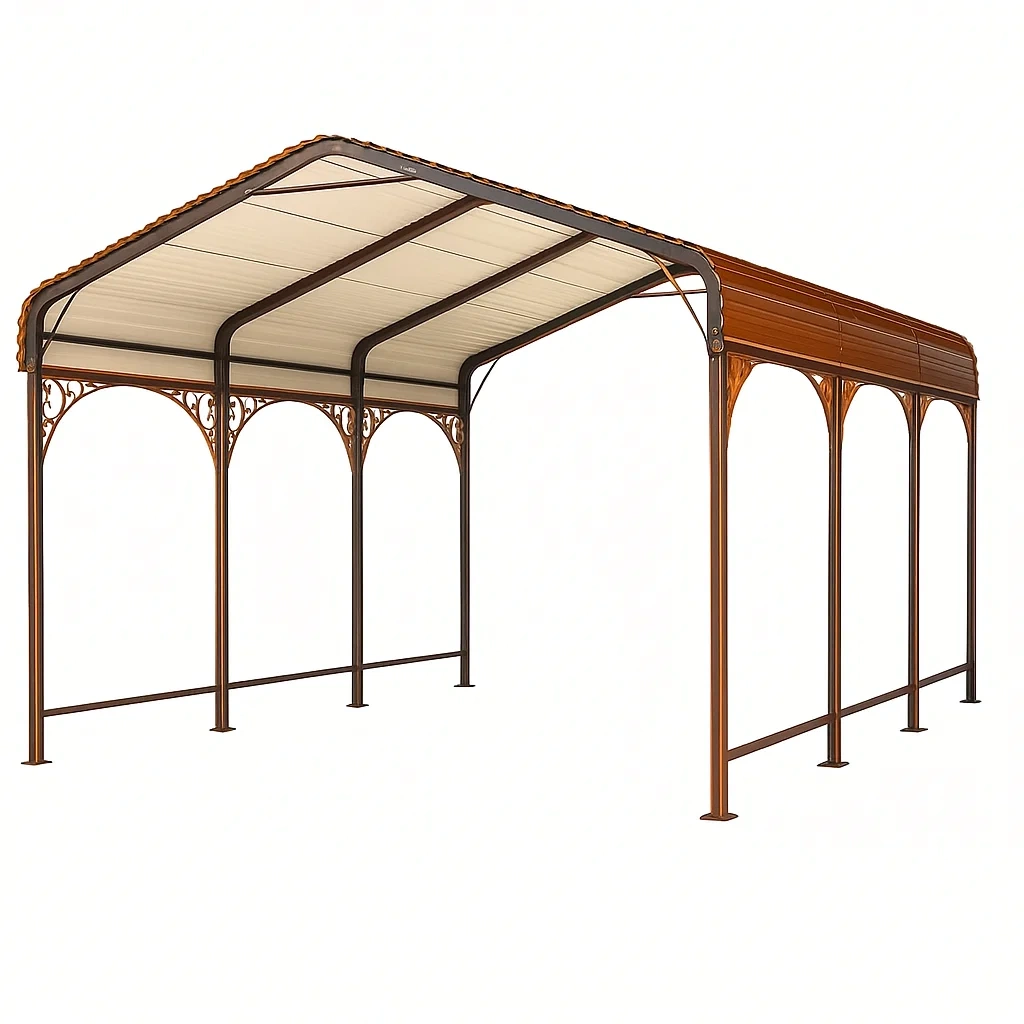 Stahl Carport Pavillon mit Polycarbonat-Dach Braun-furnialexo