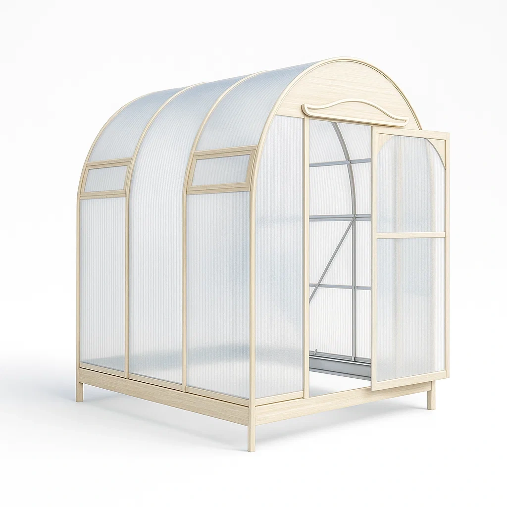 Gewächshaus Holzrahmen Polycarbonat Transparent 200 x 150 x 250 cm-furnialexo