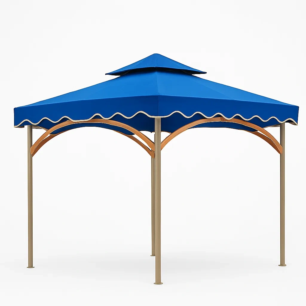 Sechseckiger Pavillon mit Polyester-Dach Blau-furnialexo