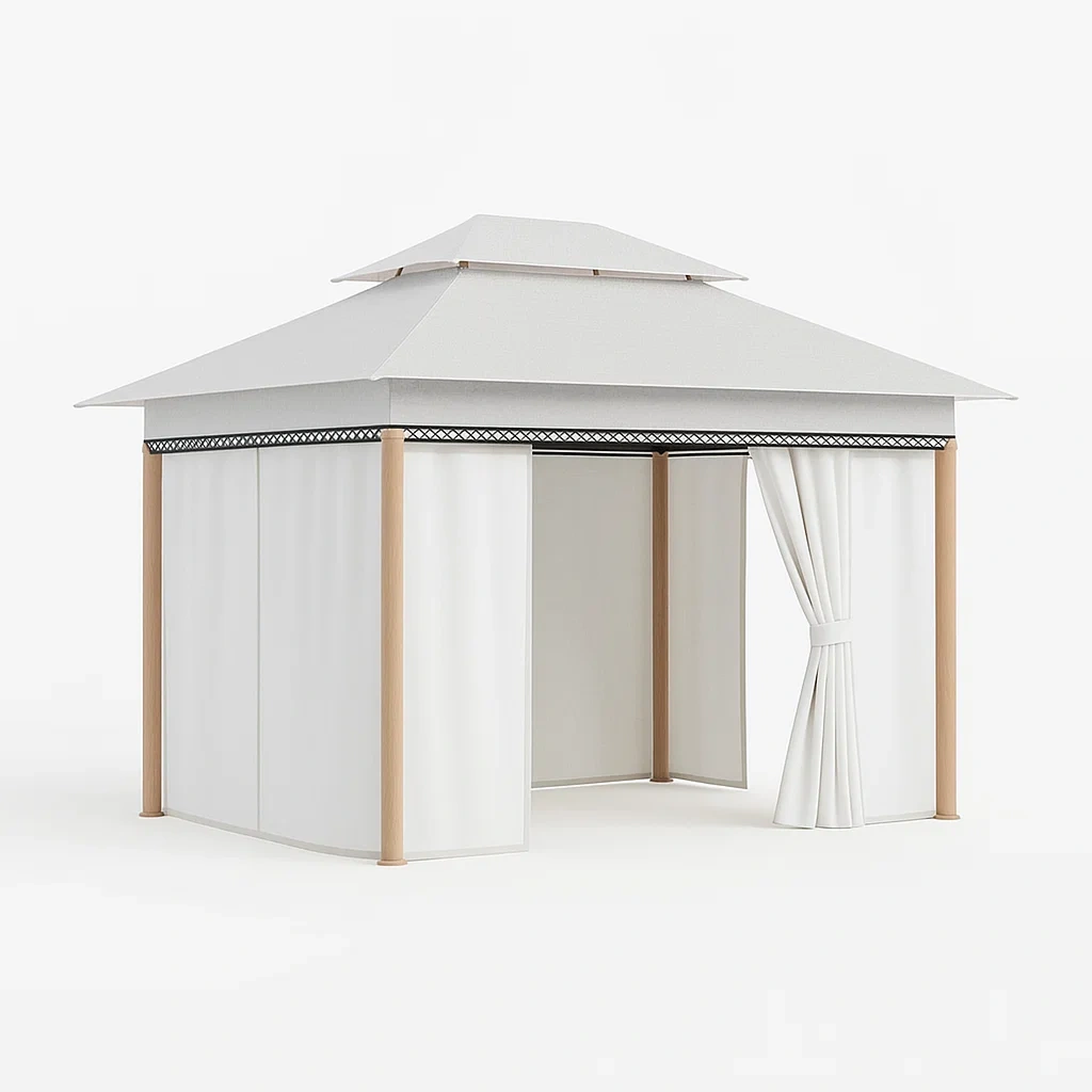 Rechteckiger Gartenpavillon Holz PVC 3x4m Weiß-furnialexo