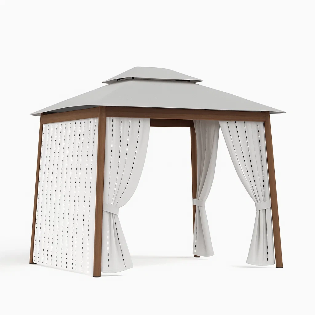 Pavillon Aluminiumrahmen Polyesterstoff Weiß-furnialexo