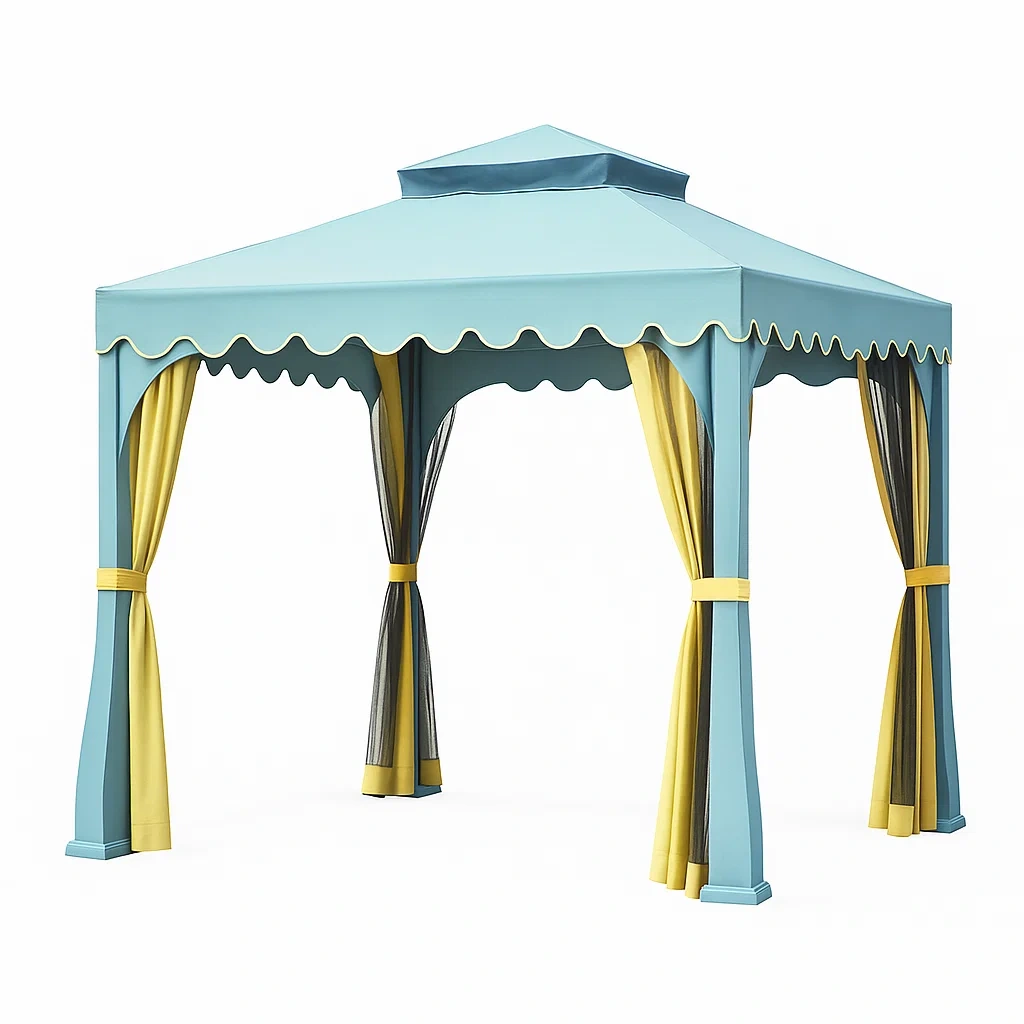 Metall Pavillon 3x3 m Blau/Gelb-furnialexo