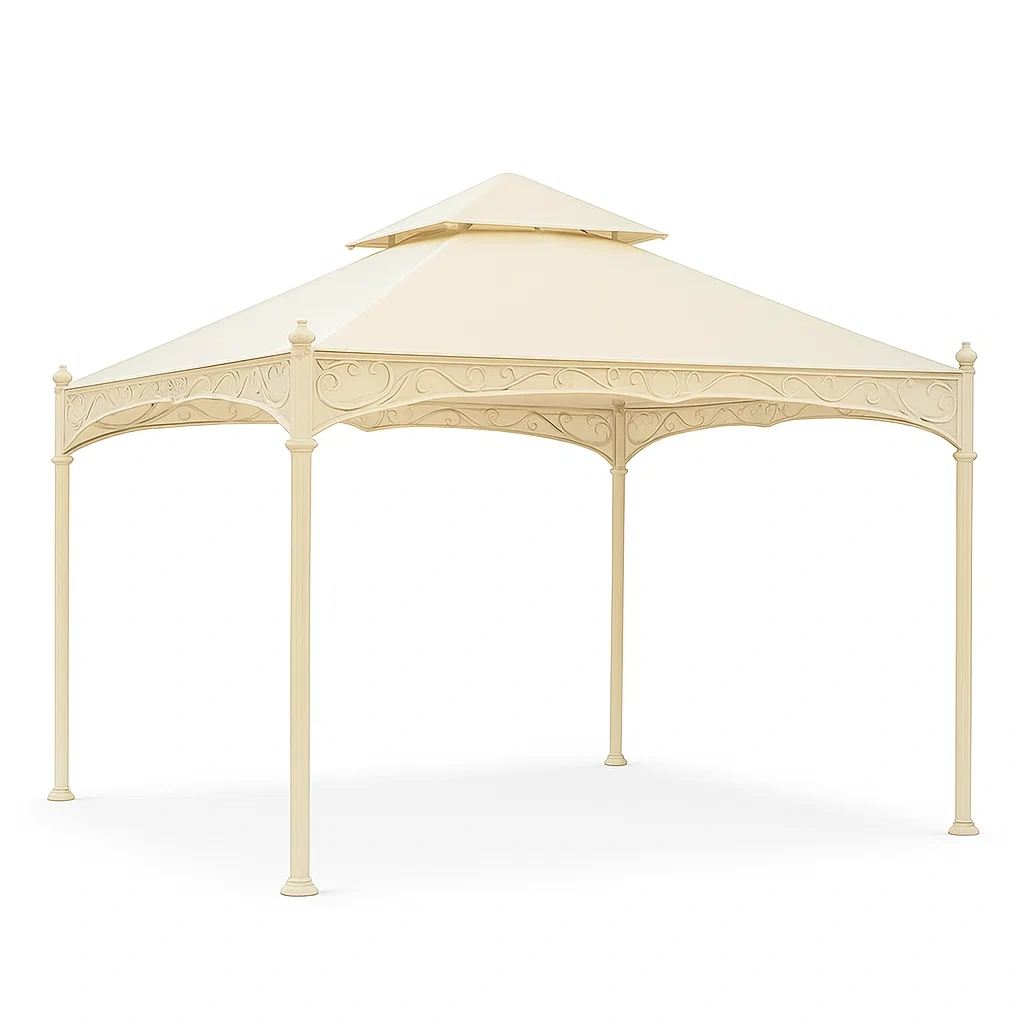 Metall Gartenpavillon mit Polyester Dach Beige 3x3m-furnialexo