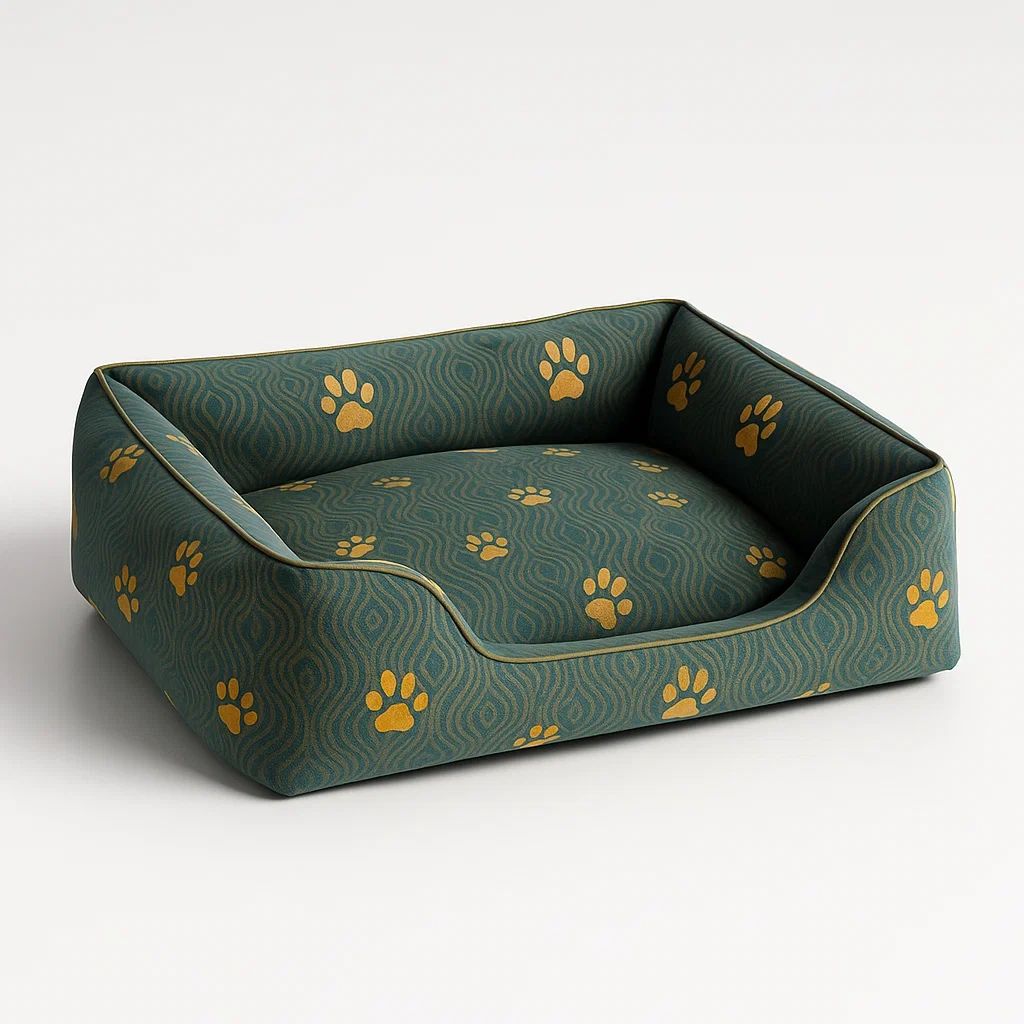 Hundebett Rechteckig Polyestergewebe Grün/Gelb 80x60x20 cm-furnialexo