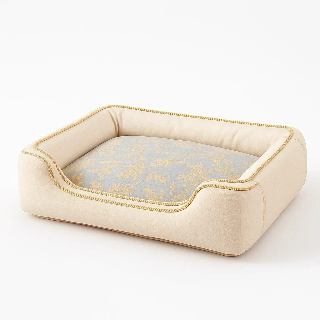 Hundebett Rechteck Baumwolle Beige/Blau-furnialexo