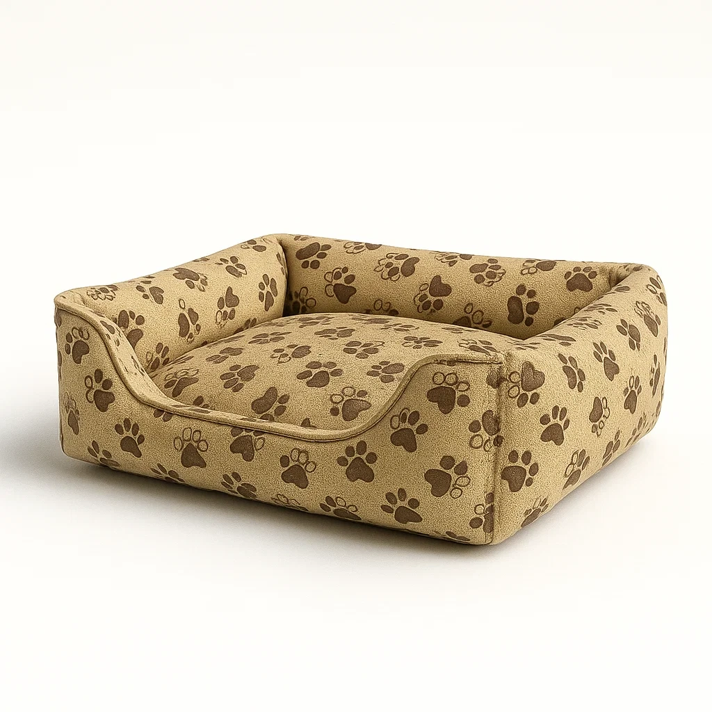 Hundebett Baumwolle Beige Pfotenmuster-furnialexo