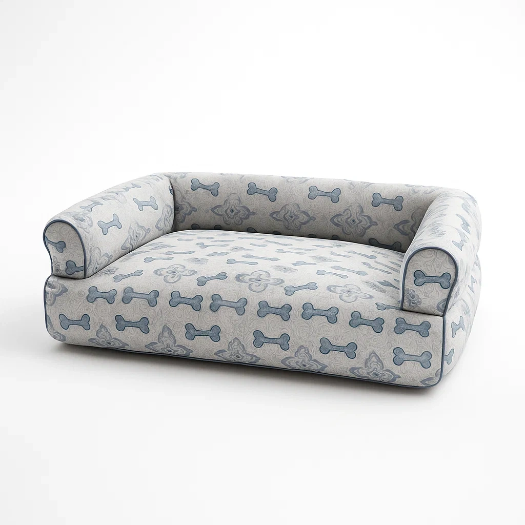 Hundebett Rechteckig Polyester 90x60x20 cm Grau/Blau-furnialexo