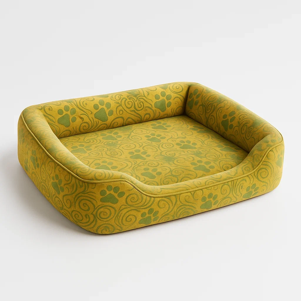Hundebett Rechteckig Baumwolle 80x60x20cm Gelb/Grün-furnialexo