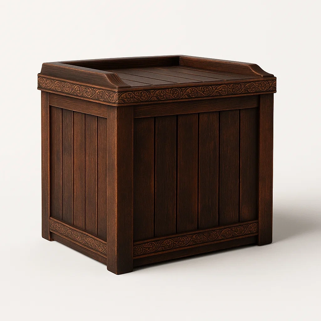 Holzkiste mit Gravur 50x50x50cm Dunkelbraun-furnialexo