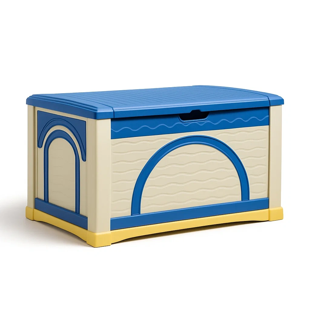 Kunststoff-Aufbewahrungsbox für Kinder 60x40x45 cm Blau/Beige-furnialexo