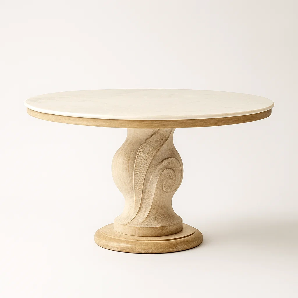 Runder Esstisch Eichenholz und MDF 120cm Beige-furnialexo