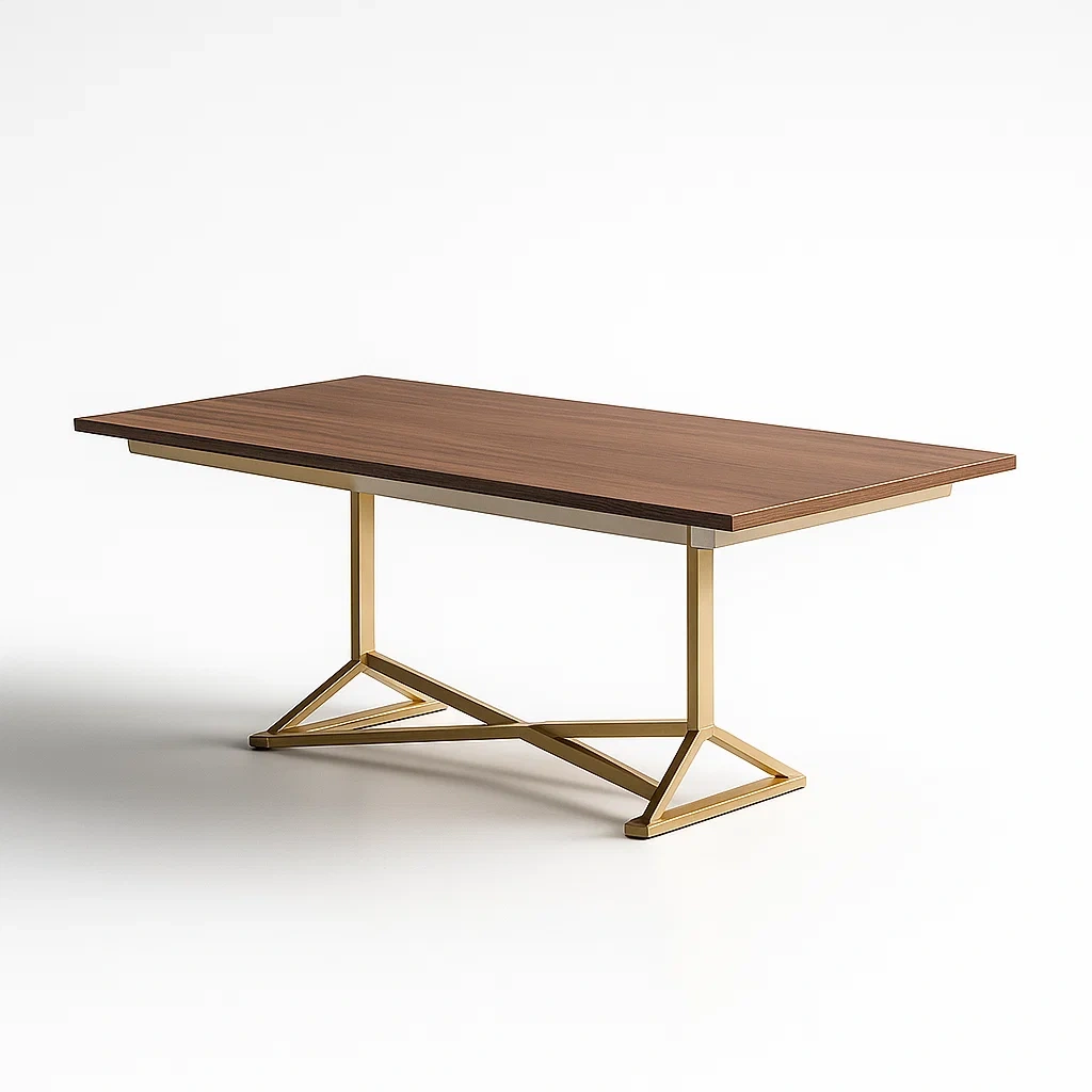Esstisch Walnuss Furnier mit Gold Metallgestell 200x100x75cm-furnialexo