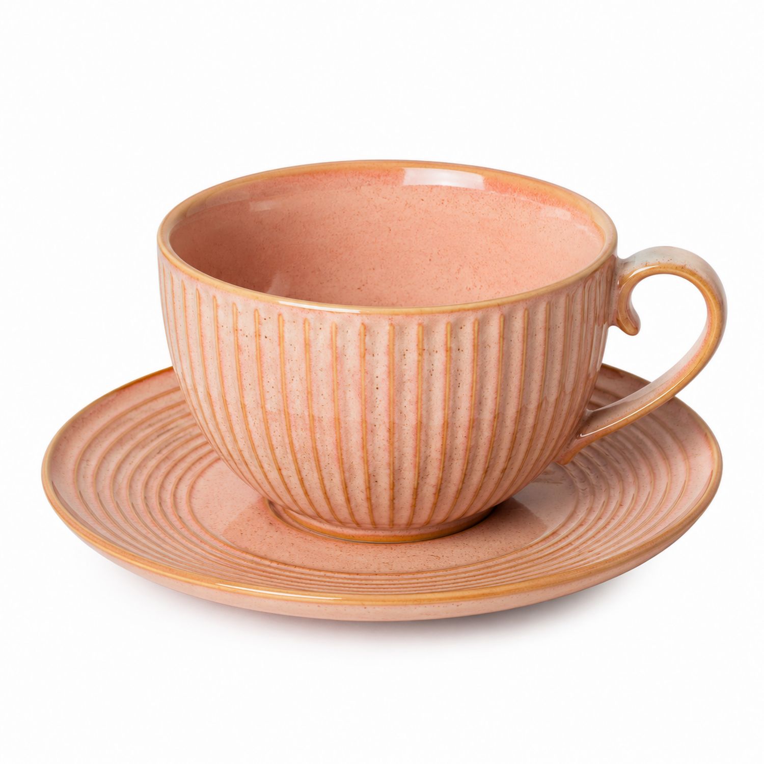 Set Tazza da Tè con Piattino Rosa - 350ml