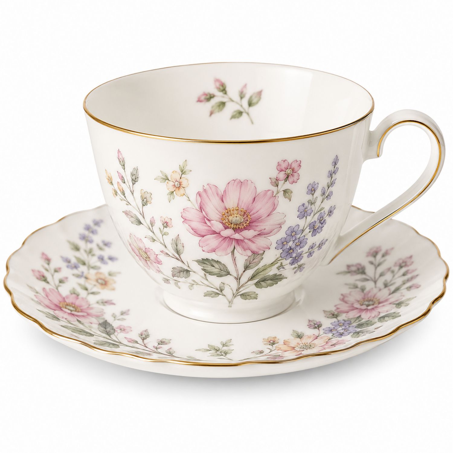 Tazza da tè in porcellana con motivi floreali rosa 200ml