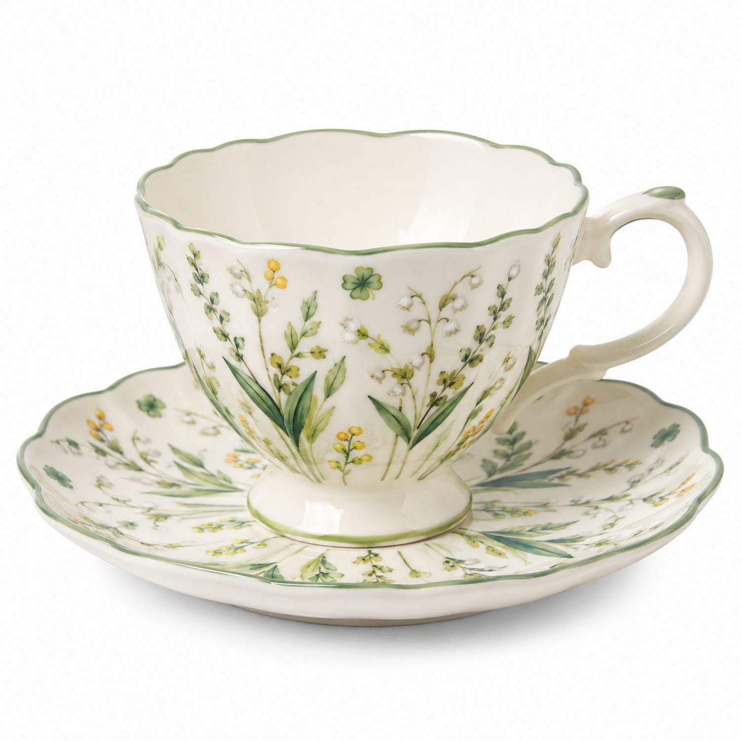 Tazza da tè con Piattino Decorazione Floreale 200 ml