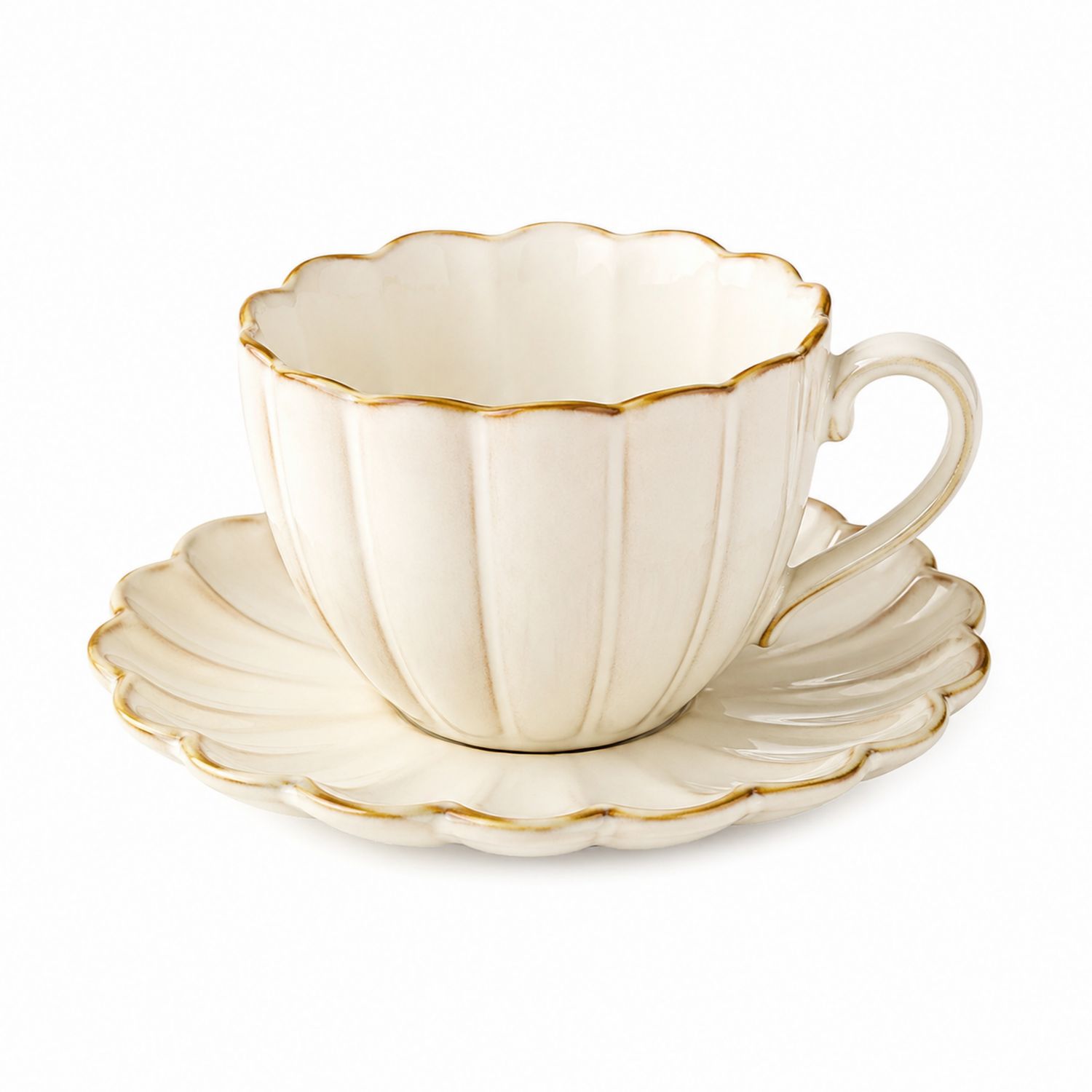 Tazza da Tè Classica con Dettagli Dorati