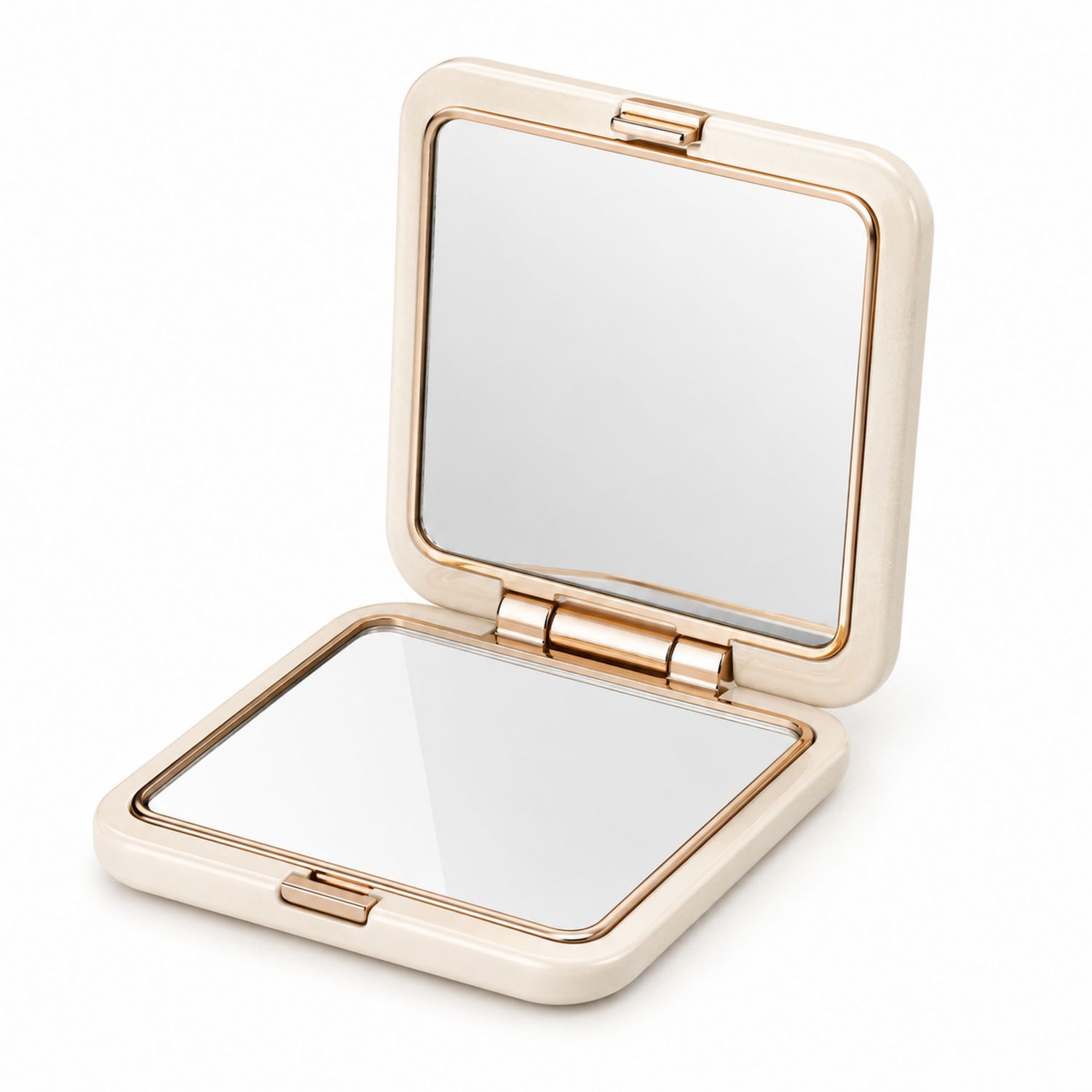 Specchio Compatto Portatile Quadrato Oro Beige