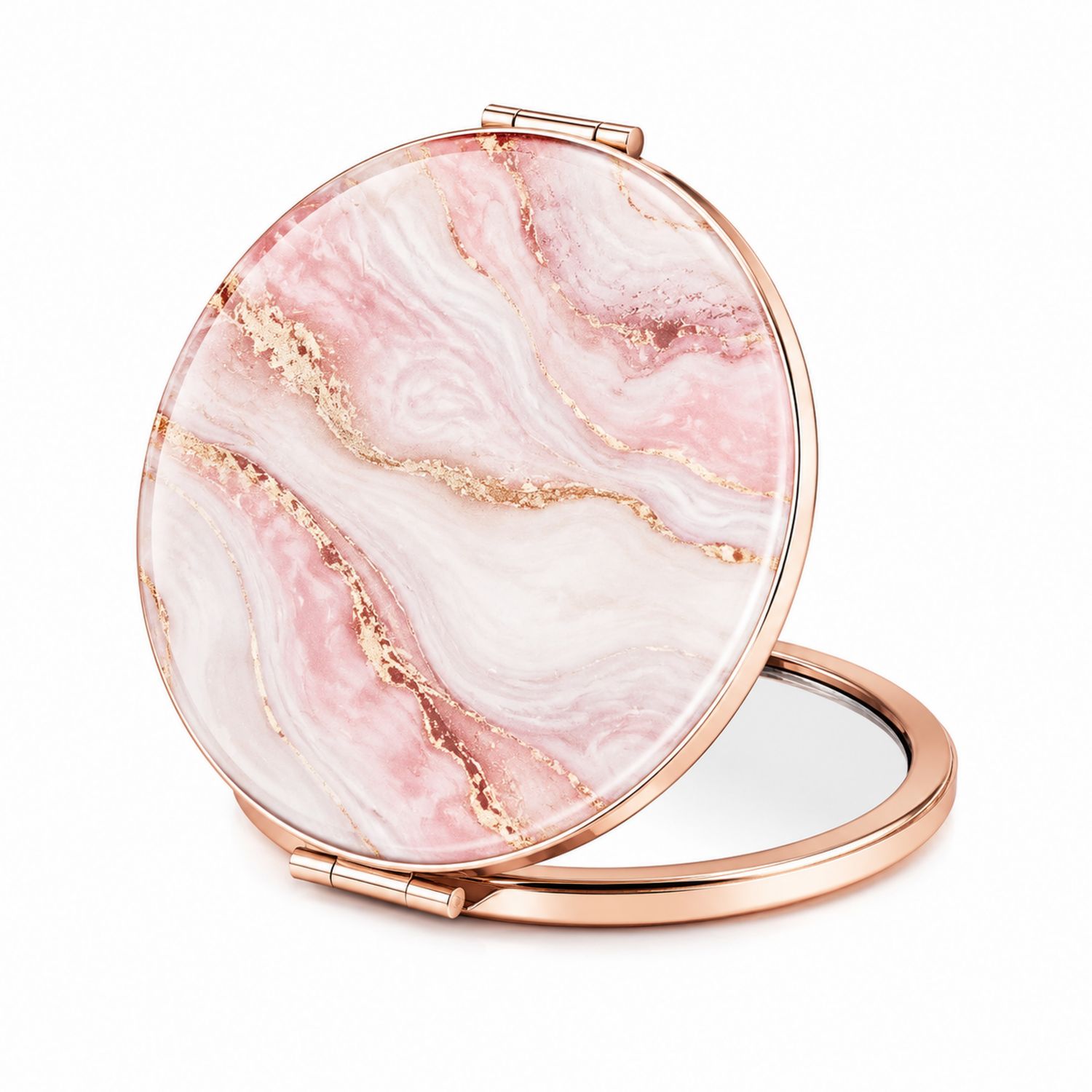 Specchietto Compatto Marmorizzato Rosa e Oro