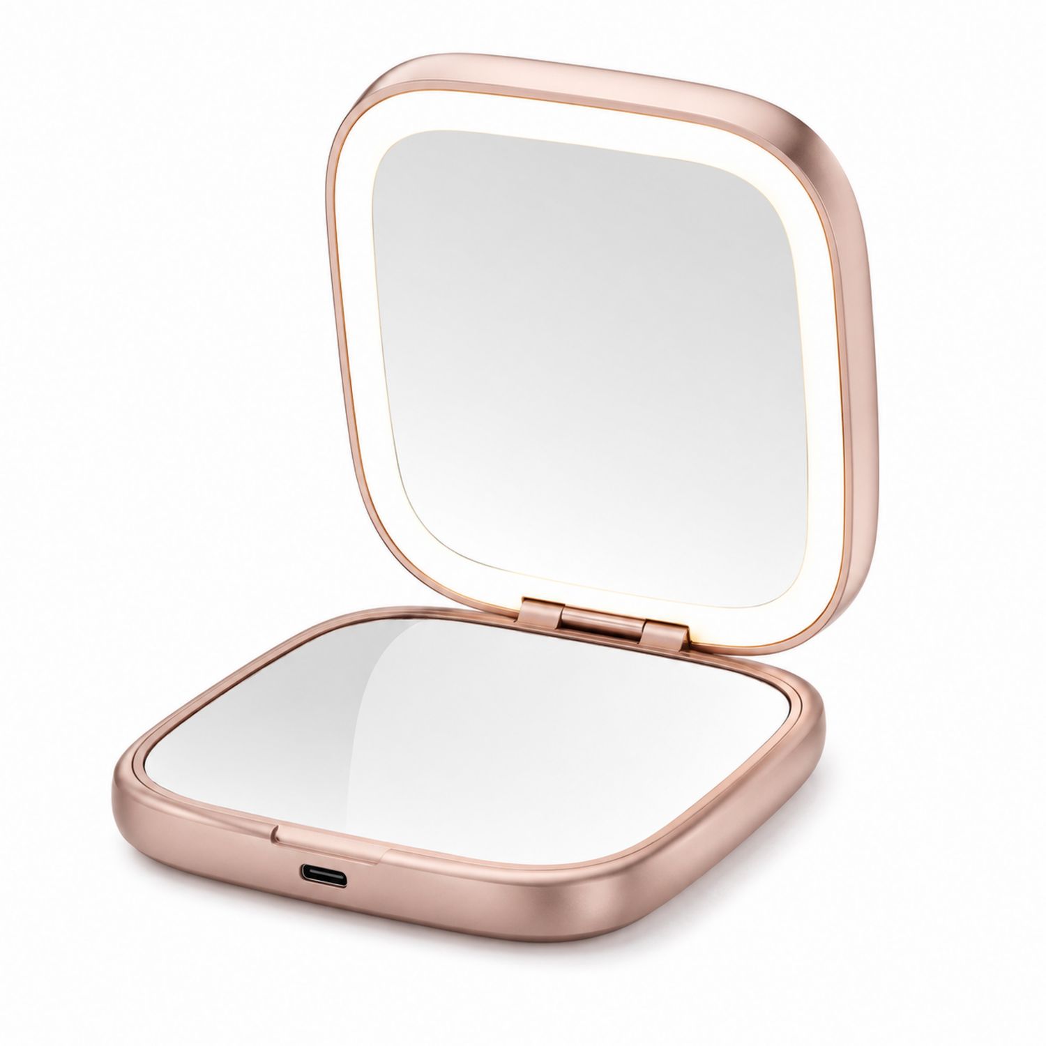 Specchio da Trucco Portatile a LED Ricaricabile Oro Rosa