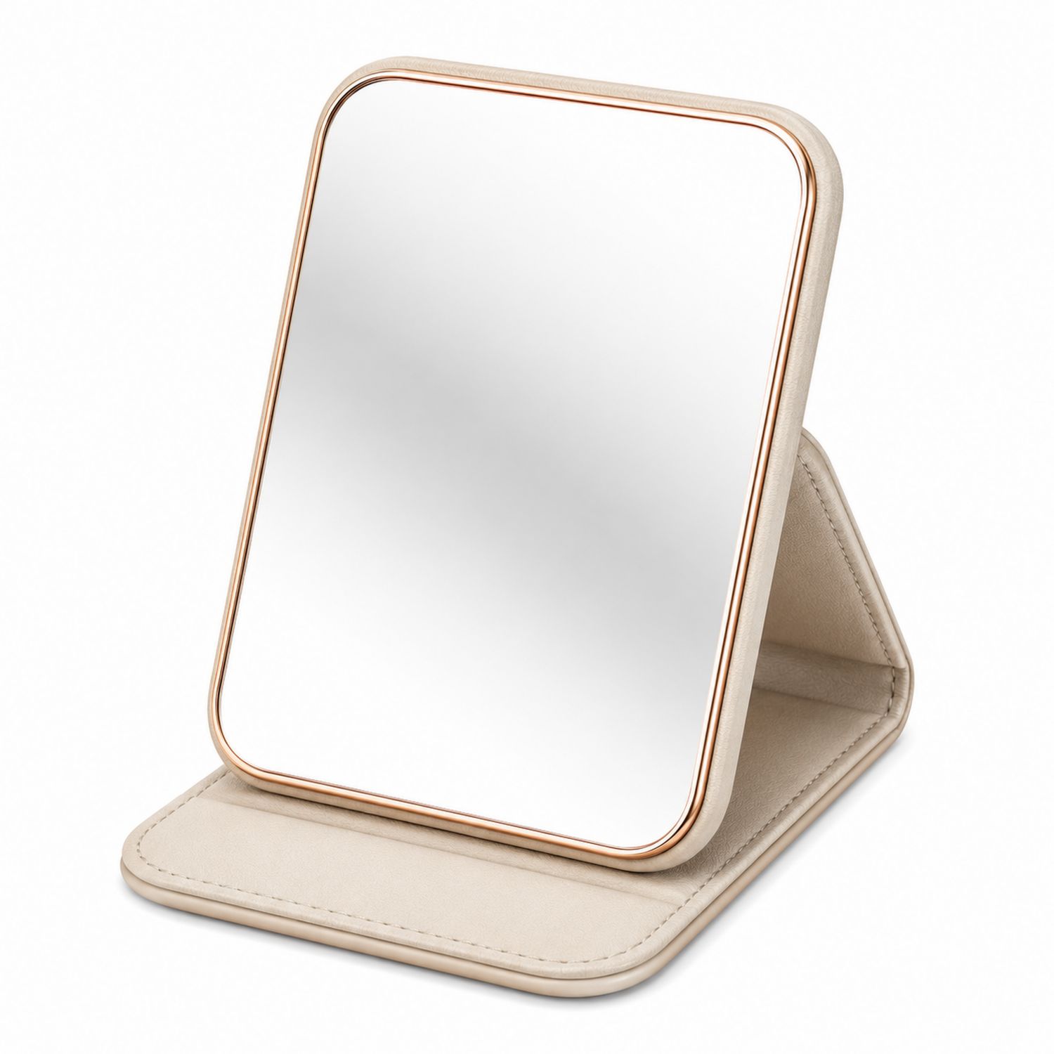 Specchio da Trucco Portatile Pieghevole Rettangolare Beige