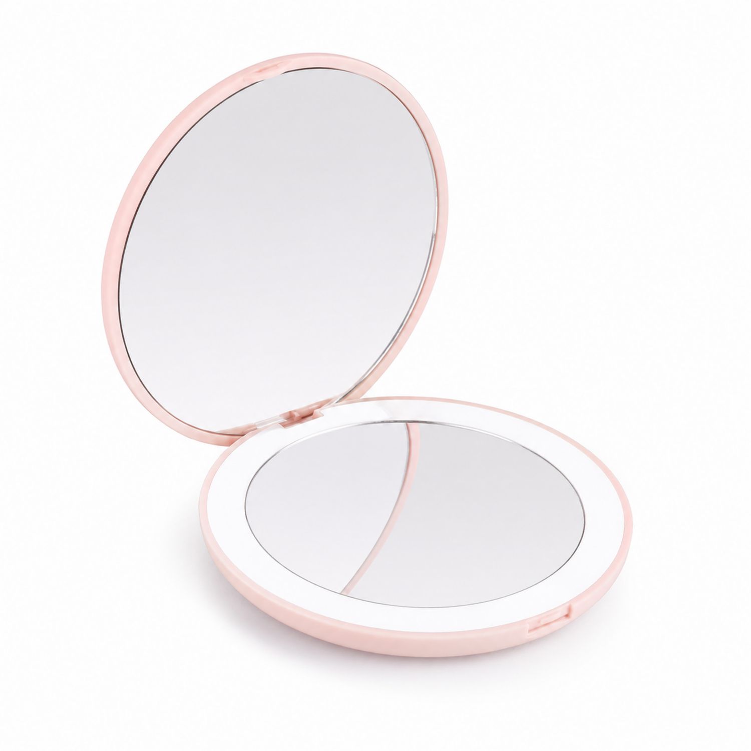 Specchio Compatto con LED Rotondo Rosa