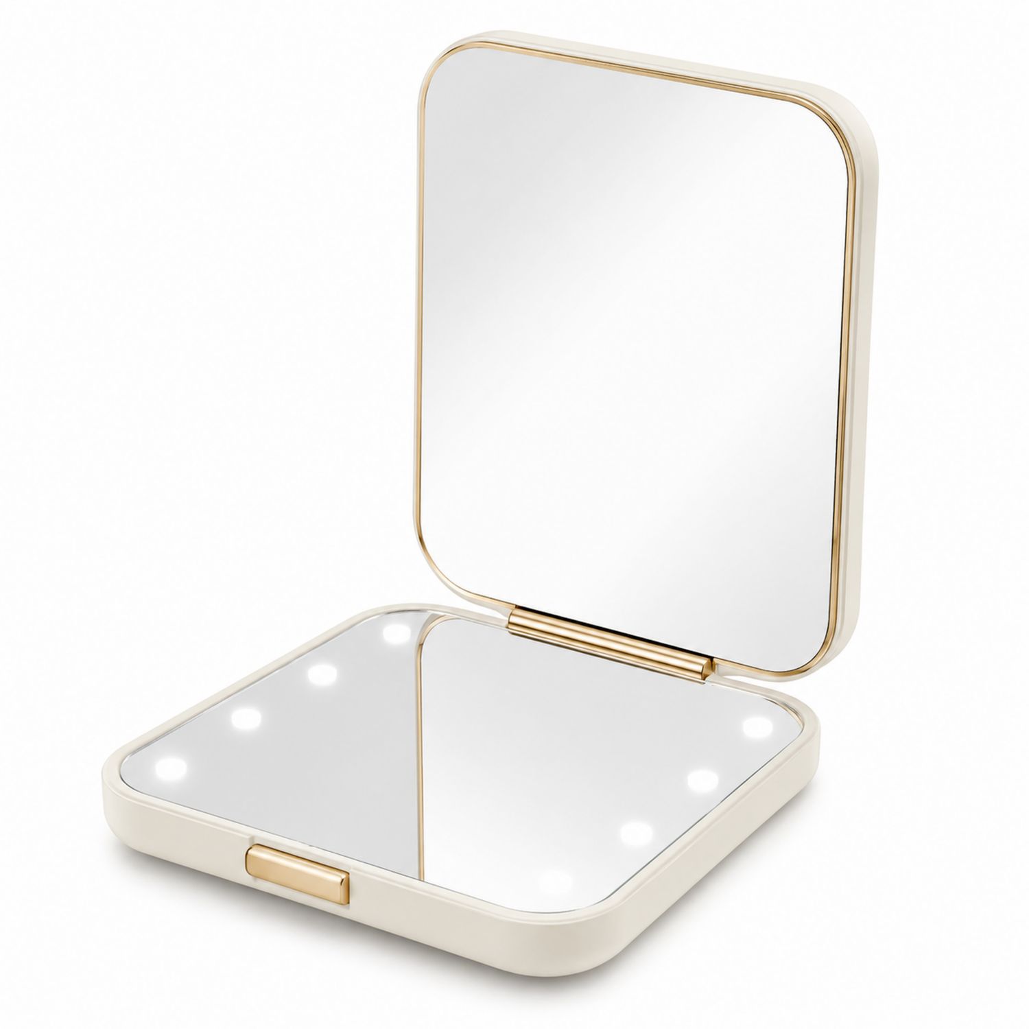 Specchio LED Portatile Compatto con Luci Bianco e Oro