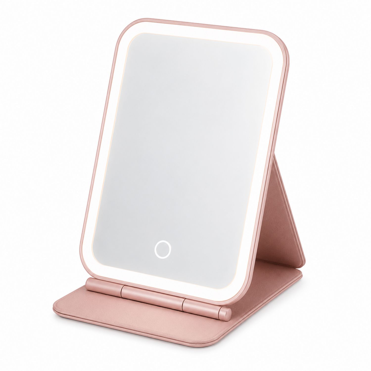 Specchio da Trucco Portatile con Luce LED e Touch Screen, Rosa