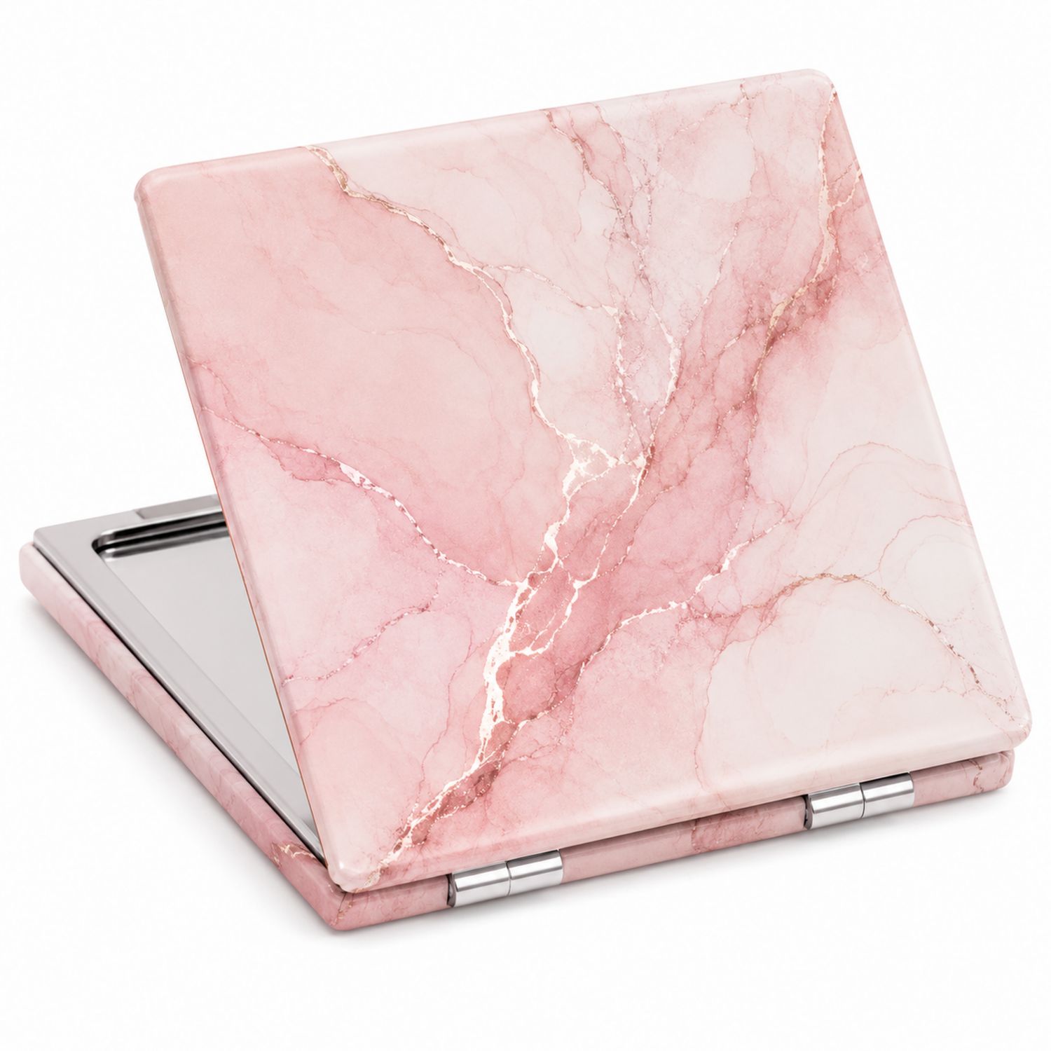 Specchio da trucco portatile in marmo rosa