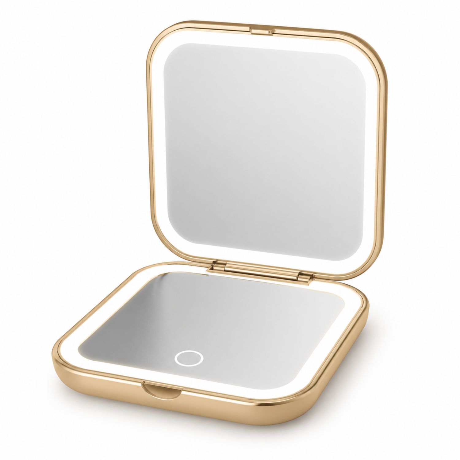 Specchio da Trucco Portatile LED Quadrato Oro