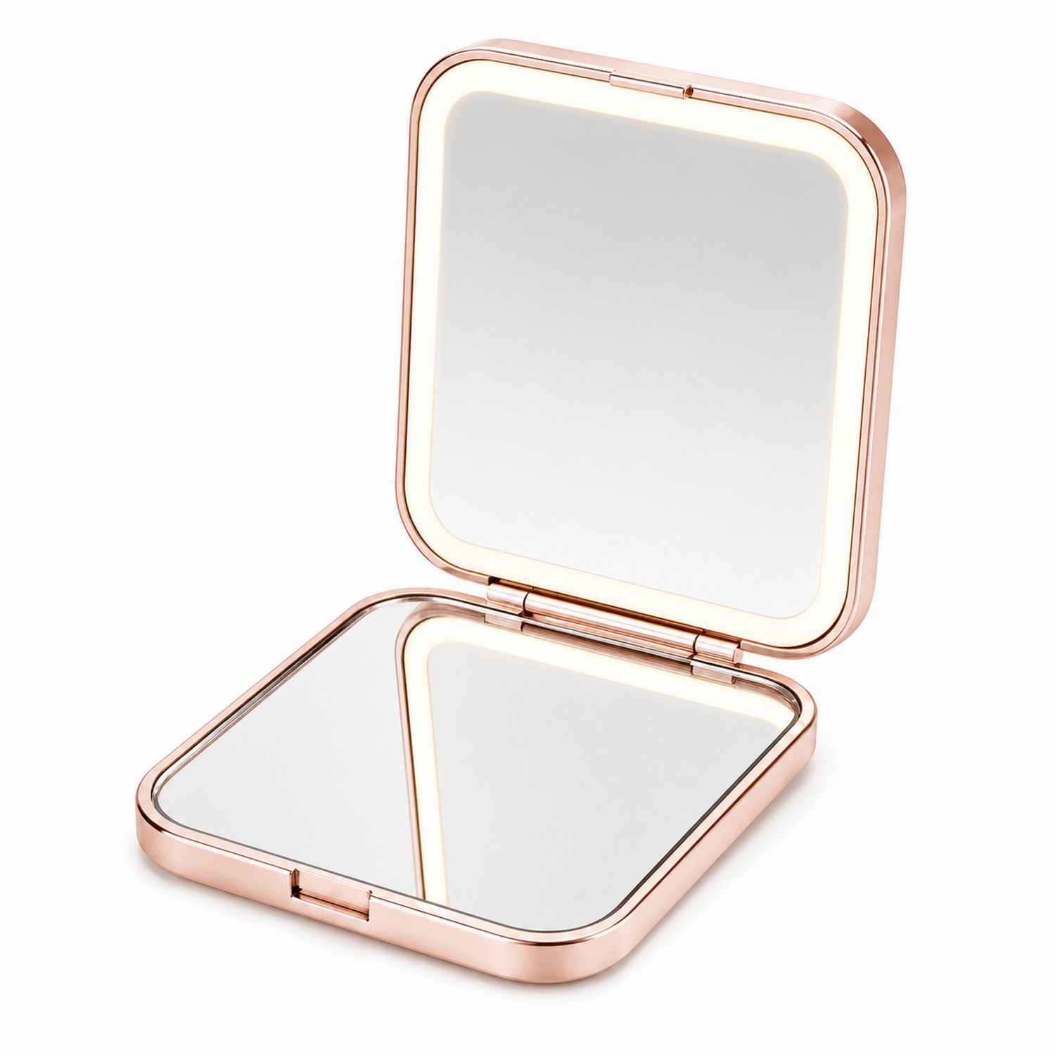 Specchio Tascabile con LED Quadrato Portatile Oro Rosa