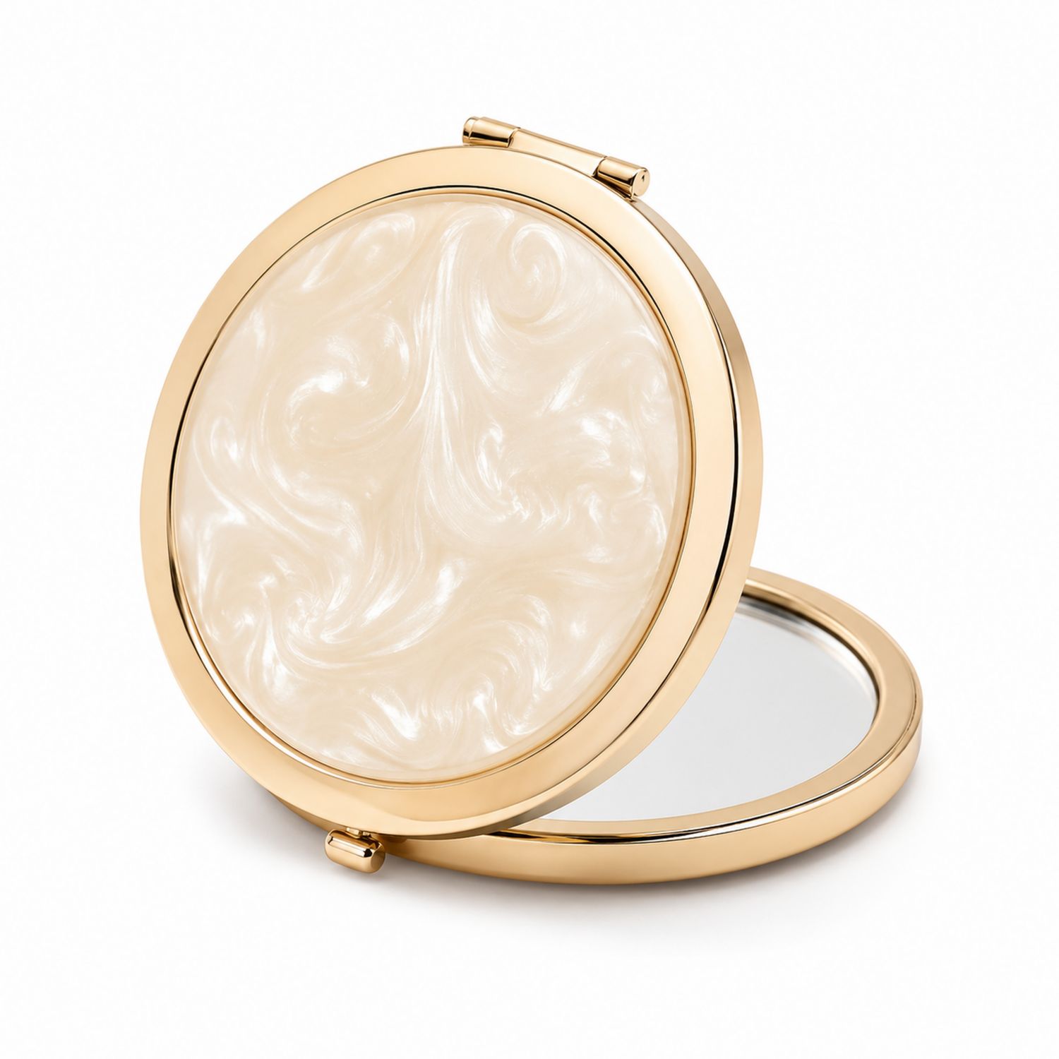 Specchio Compatto Doppio Lato Oro Effetto Marmo