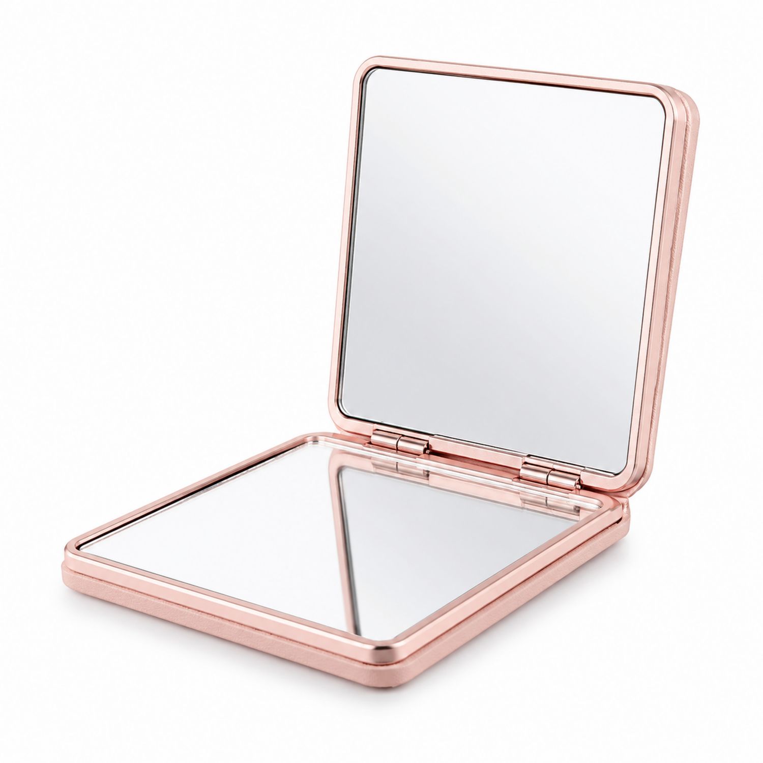 Specchio Tascabile Quadrato Rosa Dorato