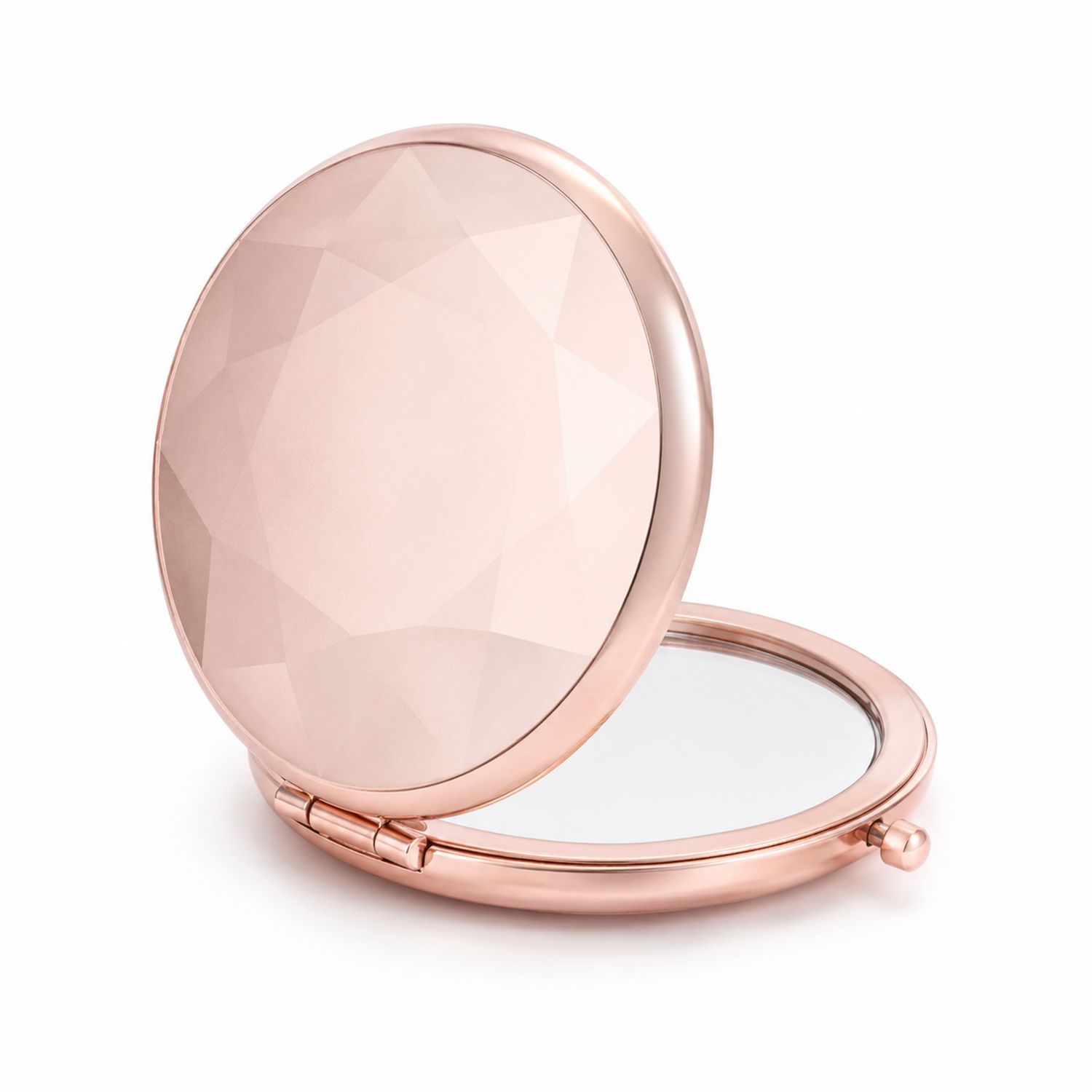 Specchio Tascabile Rotondo Elegante in Oro Rosa